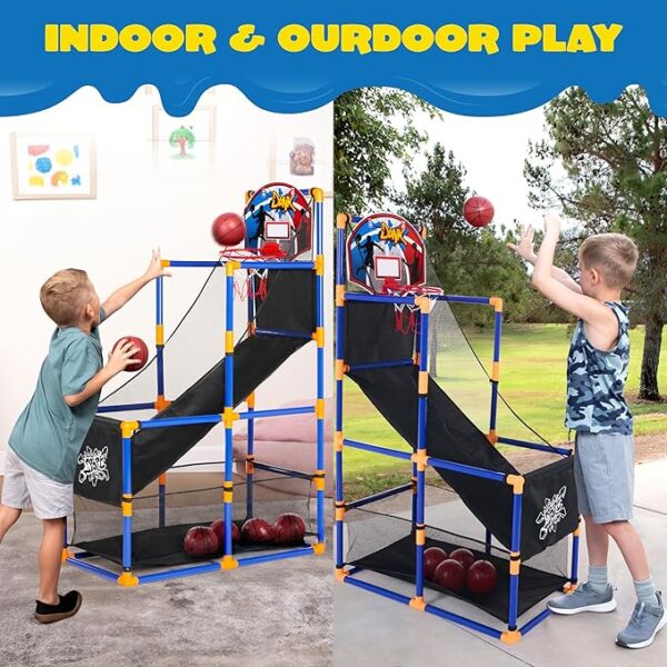 Arcade Basketball Game Set with 4 Balls and Hoop for Kids - Image 2